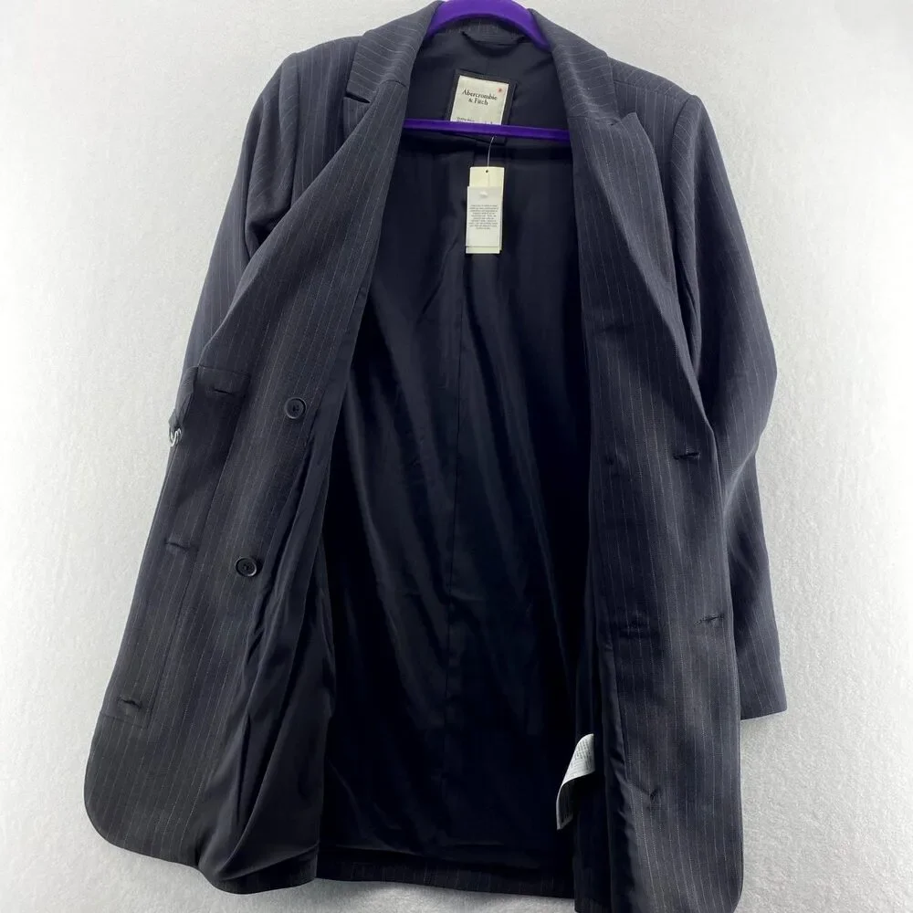 Abercrombie & Fitch Womens Gray Pinstripe Blazer Ladies Size‎ Small NEW